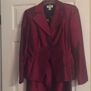 Burgundy colored dress with jacket
